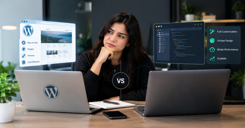 Custom website development vs. WordPress comparison